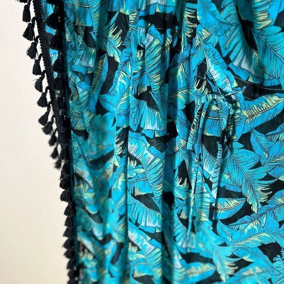 Mikens Swim poncho Tasseled. Sheer Palm leaf coverup - Picture 5 of 5